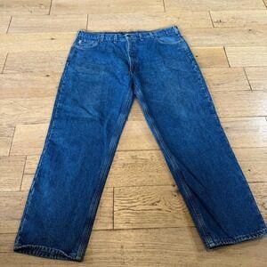 Carhartt Flannel Lined Relaxed Fit Jeans Men's 44x32 Blue Denim Workwear (1039)